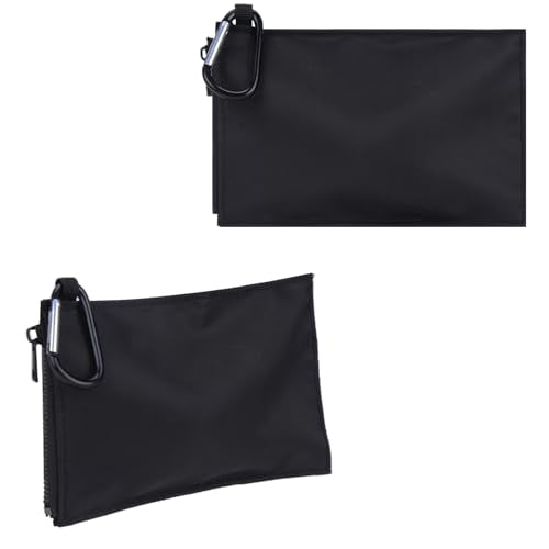 Tourmate Hanging Mouse Pouch for Travel Electronics - Waterproof Nylon Organizer Bag with Carabiner (4.7x3.1in) - Fits Chargers, Makeup, Office Supplies & Gym Essentials (Black)