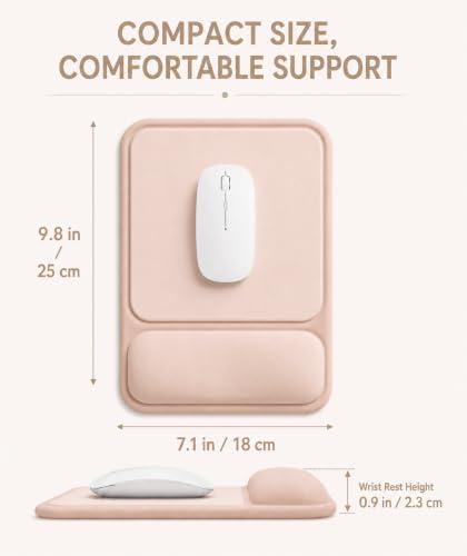 Ergonomic Mouse Pad with Wrist Rest, Gel Mousepad with Soft Wrist Support, Non-Slip PU Base, Smooth Surface Mouse Pad for Wrist Pain Relief, Computer Laptop Office Home & Gaming (Nude Apricot) - color: Nude Apricot