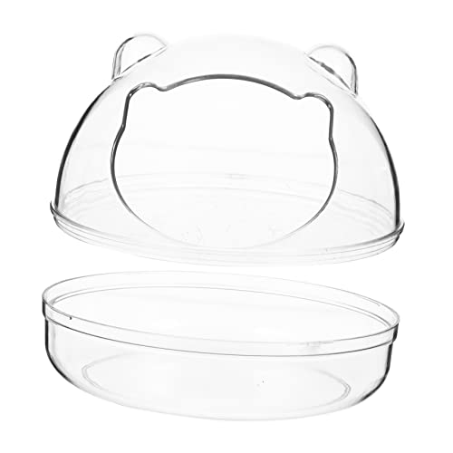 VANZACK Transparent Hamster Bathing Tub Easy Clean Sand Bath Container for Pets Non-Slip Design for Dwarf Hamsters Chinchillas and Gerbils - size: 14X14X11CM