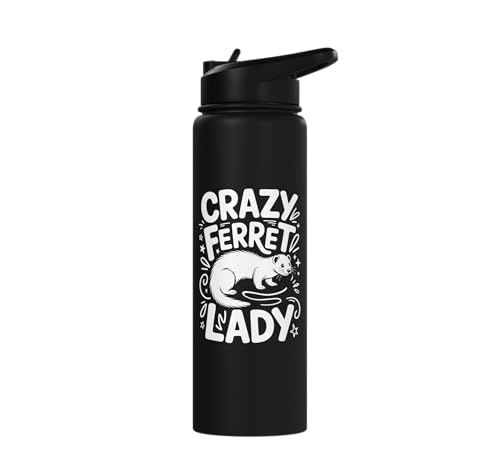 Crazy Ferret Owner Women Ferrets Stainless Steel Insulated Water Bottle - color: Black