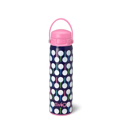 Swig Life 22oz Leakproof EZ Fill Water Bottle, Tee It Up | Leakproof Lid - Double Wall Insulated Stainless Steel - Lid, Straw & Lock - Cup Holder Friendly - Dishwasher Safe - color: Tee It Up, size: 22 Ounces