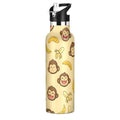 Cute Monkey Banana Insulated Water Bottle with Straw Lid,Vacuum Stainless Steel Mug Leakproof Tumbler Flask Kids Water Bottle for Sports Travel School,20oz - color: Cute Monkey Banana