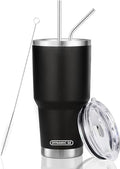 D·S 30 oz Black Tumbler with Straw and Lid Insulated Travel Coffee Mug | Double Wall Vacuum Suit Cold and Hot Drink Fits in standard car cup holders With Splash-Proof Lid - color: Black