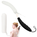 Back Scrubber for Shower,15.35"Curved Body Brush with Anti Slip Long Handle | Long Back Scrubber for Men & Women, Skin Exfoliating Curved Back Scrub Brush, Removable Long Handle Mesh Sponge Back Washer - size: Black+White Handle