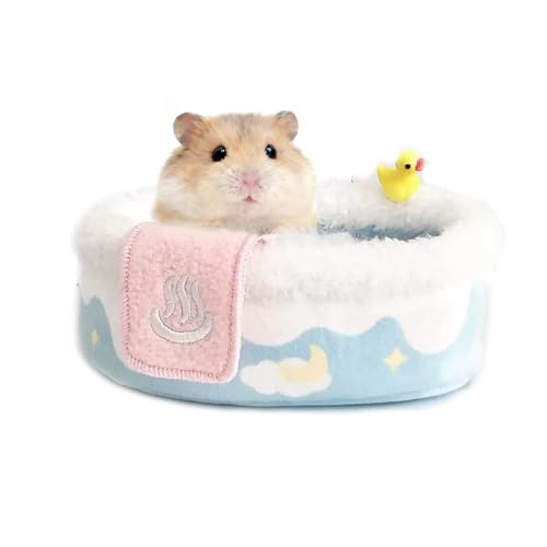 Blue Cotton Small Animals Bed, Hamster Bathtub Accessories Cage Toys, Relax Habitat Cozy Sleep Pad Rest Nest for Hamster/Guinea Pigs/Hedgehog/Squirrel/Mice/Chinchilla/Ferret Rat - color: Cotton Bathtub