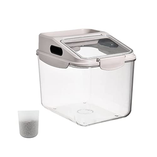 Fhiny 5.5LB Dog Food Storage Container, Airtight Pet Treat Bin Translucent Dry Food Grain Storage Barrels Sealed Bucket Moisture-Proof Plastic Cat Puppy Food Bin with Seal Locking Lid Keep Fresh - size: M:11.4"L x 7.8"W x 7.2"H