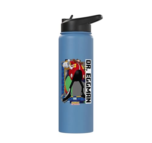 Sonic the Hedgehog - In the Zone - Dr. Eggman Stainless Steel Insulated Water Bottle - color: Light Blue