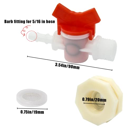 Rabbit Watering Bucket Connector Kit, Bulkhead & Ball Valve for 5/16" Hose | Rabbit watering bucket connector kit, bulkhead fitting, barb valve & mesh washer 5/16" hose, automatic dispenser poultry - color: 1Pcs
