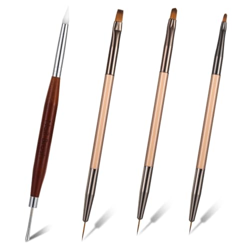 Nail Art Clean Up Brushes,Nail Brushes for Cleaning Polish Mistakes on the Cuticles, Acetone Resistant Nail Brush, Fingernail Cleaning Brushes for Nail Art and Designs (Brown) - color: Brown