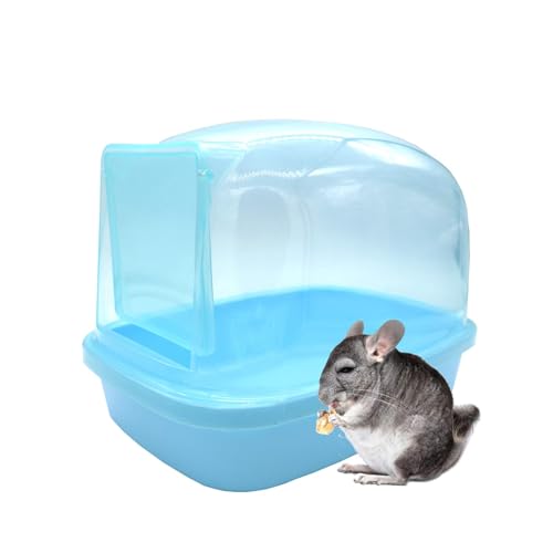 kathson Dwarf Hamster Bathroom, Chinchilla Sauna Room Plastic Sand Bath House Ideal for Gerbils, Hedgehog, Squirrel and Other Small Animals (Blue) - size: Blue