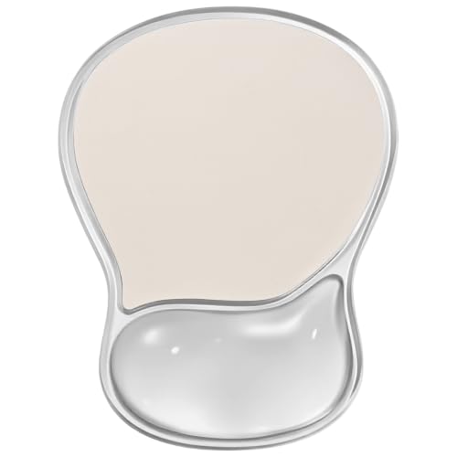 EooCoo Ergonomic Waterproof Mouse Pad with Gel Wrist Rest Support | Middle Concave Design for Natural Wrist Alignment, Non-Slip Base Mousepad, Carpal Tunnel Relief, Office Desk Accessories - color: Transparent White