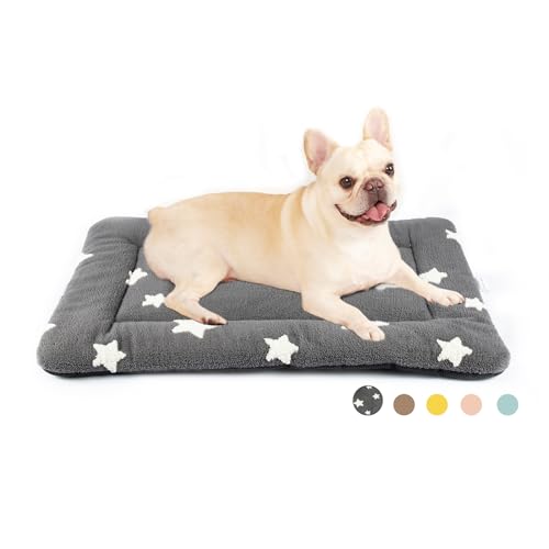 Mora Pets Dog Crate Pad Kennel Dog Bed Mat for Medium Dogs Washable Cute Star Pet Bed for Cage Ultra Soft Flat Puppy Cat Kitten Cushion for Sleeping Anti-Slip Grey 30 x 19 | Soft Dog Cat Bed Mat, Crate Pad for Dog Cages Cozy Sleeping Liner, Pet Pillow Cus