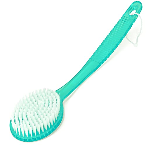Shower Scrubber Brush, Long Handle, Green (1 Pack) - color: Green