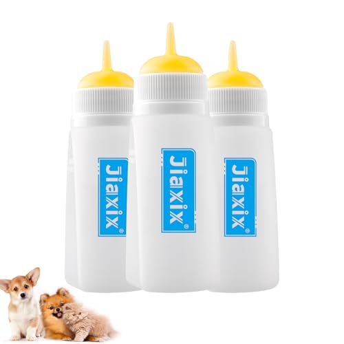 3 Pack Kitten Silicone Bottle Feeding Kit, Medium Flow, Yellow, 75ml, BPA Free, Anti-Colic, Dishwasher Safe - color: Yellow, size: Medium