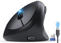 TECKNET Ergonomic Mouse, Bluetooth Wireless Vertical Mouse, Rechargeable Battery, Quiet Clicks, 4800 DPI Adjustable, BT5.0/3.0 & 2.4G Connect, Easy to use, Wide Compatibility - Black - color: Black