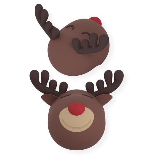 Bestie Replacement Head, Detachable Soft Silicone Character Topper, Straw | Fits the 16 oz Insulated Bottle, Easy to Swap & Clean, BPA Free - color: Reindeer Replacement Head
