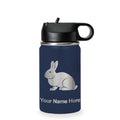 LaserGram Personalized 12oz Water Bottle, Rabbit (Navy Blue) | Engraved Gift, Vacuum Insulated Stainless Steel, Flip-Top Straw Lid, Laser Engraved With Your Name - color: Navy Blue, size: 12 Ounces