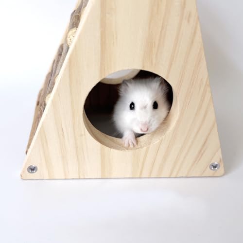 Hamster Hideout- Small Animal Bed Hut House Habitats, Cage Decor for Mice Gerbils - size: HutHouse