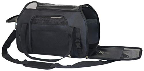 EliteField Soft-Sided Pet Carrier for Cats & Small Dogs (3-Year Warranty) | Airline Approved, Removable Bed & Cover, Built-In Leash, Luggage Sleeve, Seat Belt Loop, Waterproof, Durable, Foldable - color: Black, size: 21.0"L x 12.0"W x 13.0"H
