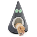 Hamster Hideout Bed for Hamsters Gerbils Mice, Gray | Soft plush warm, non-slip bottom, thick filling keeps shape, cute tent shape, 5.9"x7.9", for small pets/hedgehogs