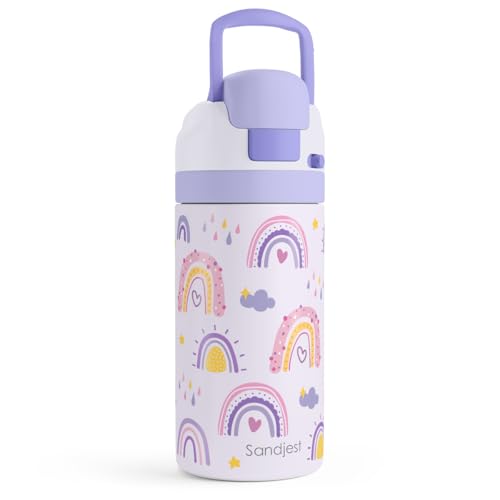 Rainbow Kids Insulated Stainless Steel Water Bottle 16 Oz, Travel Tumbler for School, Sports for Girls, Birthday, Back To School - color: Rainbow