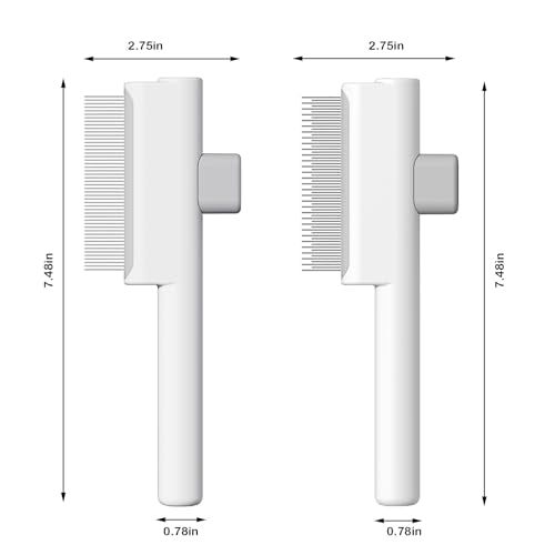 Pet Grooming Combo - Flea Comb(Dense Teeth) and Pet Hair Removal Comb(Long & Short Stainless Steel Teeth) with Release Button for Grooming Massaging and Cleaning Remove Fleas on Cat and Dog