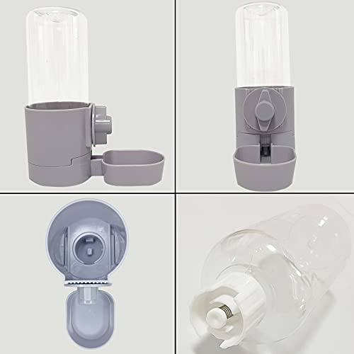 Rabbit Water Bottle 17 OZ Bunny Hanging Water Fountain Automatic Guinea Pig Water Dispenser No Leak Drinking Feeder for Bunny Chinchilla Hamsters Cat Dog Small Animals(Grey)