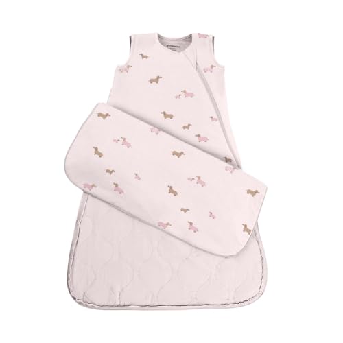GUNAMUNA günamüna Unisex Baby, Toddler Wearable Blanket, Sleeping Bag Bamboo Rayon, Sleep Sack with Diaper Zipper, 1.0 TOG - color: Girl Dog, size: 24-36M