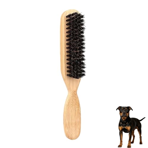 Soft Boar Bristle Dog Brush for Short Haired Dogs - Made of Bamboo （Large） | Gentle Deshedding & Grooming Tool, Ideal Dog Hair Brush for Pets, Dog Brushes for Grooming and Shedding - size: Large