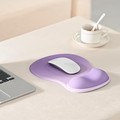 EooCoo Mouse Pad with Gel Wrist Rest, Ergonomic Mousepad Wrist Alignment | Middle Concave Design for Natural Wrist Alignment, Non-Slip Base Mousepad, Carpal Tunnel Relief, Office Desk Accessories - color: Purple