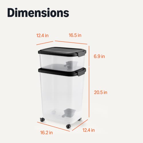 Amazon Basics Pet Food Storage Container Set, 30lbs and 10lbs with Scoop, for Dogs and Cats - size: 30lbs+10lbs