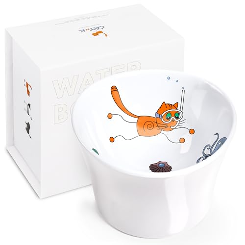 Elevated Cat Bowls for Water – Whisker & Neck Fatigue Shallow Cat Dishes – Raised Bowl for Indoor Cats – Vet-Recommended Height, Food-Grade Melamine – Non-Slip & Dishwasher-Safe – 8 oz Original - color: Original