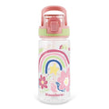 Kids Water Bottle for School, 16 Oz Plastic Water Bottle, 1 Pack | Silicone Spout, Pop-Up Cover, BPA Free & Dishwasher Safe, Flower - color: Flower, size: 16.2 Ounces