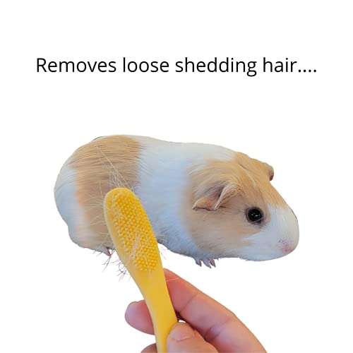HuggleBrush Original Yellow Guinea Pig Brush, Rabbit Small Pet Grooming, De-shedding, Bonding