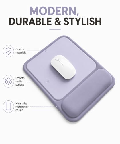 Ergonomic Mouse Pad with Wrist Rest, Gel Mousepad with Soft Wrist Support, Non-Slip PU Base, Smooth Surface Mouse Pad for Wrist Pain Relief, Computer Laptop Office Home & Gaming (Purple) - color: Purple