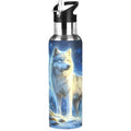 Wolf Girls Water Bottle Kids Insulated Sports Vacuum Stainless Steel Mug with Straw Lid & Handle 20 oz - color: C1138