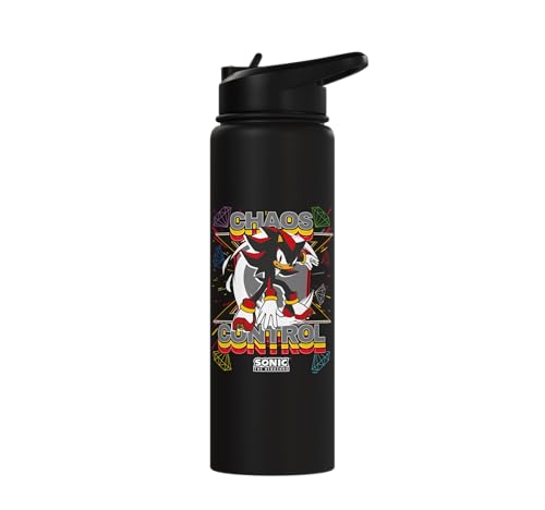 Sonic the Hedgehog - Shadow the Hedgehog "Chaos Control" Stainless Steel Insulated Water Bottle - color: Black
