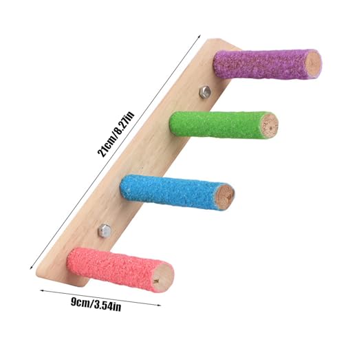 Bird Perch,1PC Wooden Parrot Stand Perch,Bird Ladder Bridge Climbing Chewing Toys for Small Medium Animals (4 Ladders) - color: 4 Ladders