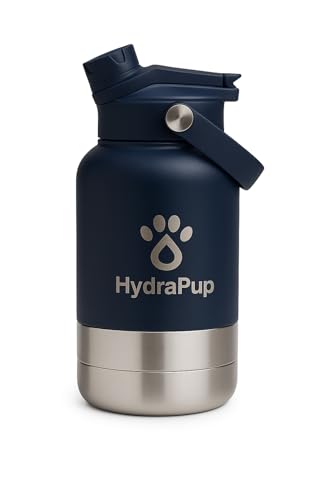 32oz Insulated Water Bottle with Dog Bowls – Human & Pet Shared Use, Stainless Steel Leakproof Travel Bottle (Navy Blue) - color: Navy Blue