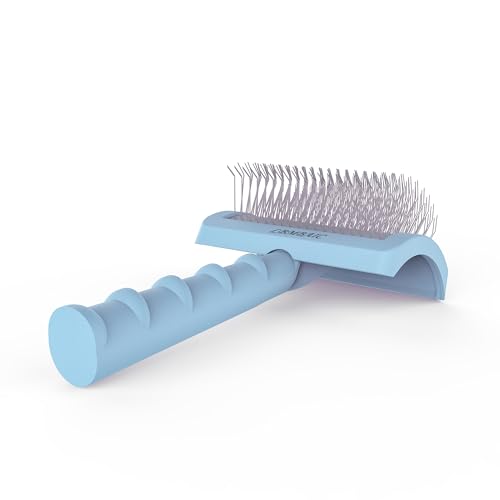 Slicker Dog Brush for Poodles,Doodle Brush,Fluff Shedding Fast. | Long Soft Gentle Pin,Curved Slicker Brush,Grooming Thick Long Curly Haired Dogs Cats,Fluffy Deshedding Reduce Tangles.25mm - color: blue