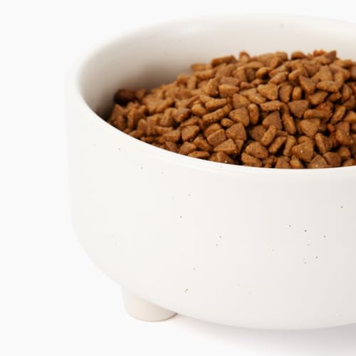 Waggo Uplift Ceramic Dog Bowl for Small Medium and Large Breeds - Heavyweight and Durable Pet Food and Water Dish Crock, Dishwasher Safe, Modern, Elevated Feeder (Speckle, Small) - color: Speckle, size: Small
