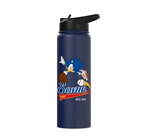 Sonic the Hedgehog - Sonic Baseball Est. 1991 Stainless Steel Insulated Water Bottle - color: Navy Blue