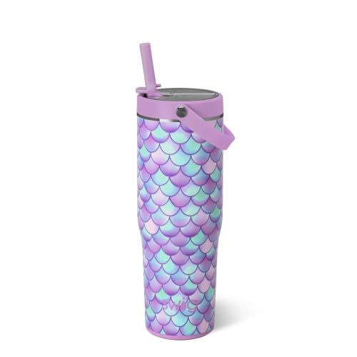 Swig Life 30oz Leakproof To-Go Tumbler with Handle, Mermaid | Leakproof Lid - Triple Insulated Stainless Steel - Handle & Straw Included - Cup Holder Friendly - Dishwasher Safe - color: Mermaid