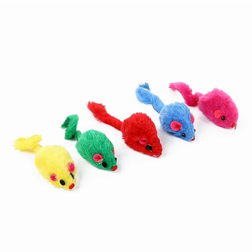 12PCS Cat Mouse Toys, Faux Fur Interactive Catnip Mice | Realistic 3.9in size with a durable plastic body and rattling sound, Perfect for indoor Cats, Kittens and Puppies