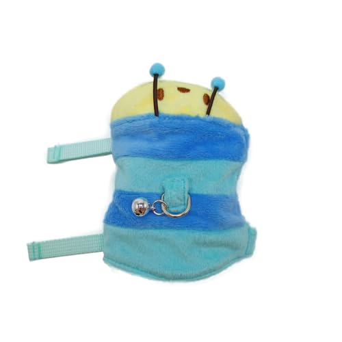 Ferret Harness and Leash Set - Small Animal Soft Fleece Vest with Safe Bell Halloween Outfit Adjustable Traction Rope Outdoor Walking Training Leash for Ferret Rat Bearded Dragon Kitten (Blue) - color: Blue