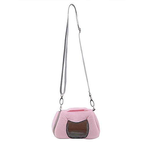 Breathable Small Pet Carrier Bag, Pet Carrying Bag for Hamster Gerbil Rat Ferret, Mesh Ventilated Travel Outdoor Bag with Shoulder Strap for Small Animals (Pink) - color: Pink