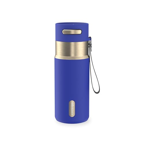 Contigo AutoSeal 16 oz Stainless Steel Vacuum-Insulated Water Bottle with Leakproof Push-Button Spout & Lock, Carry Strap, BPA-Free & Lead-Free, Dishwasher Safe - color: Wild Indigo Champagne, size: 16 Ounces
