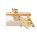 Transparent Rectangle Hamster Sand Bath Box for Hamster Cage Accessories, Digging Sand Container with Climbing Ladder, Large Sandbox for Hamsters Dust Bath and Play Sand，Large - size: L