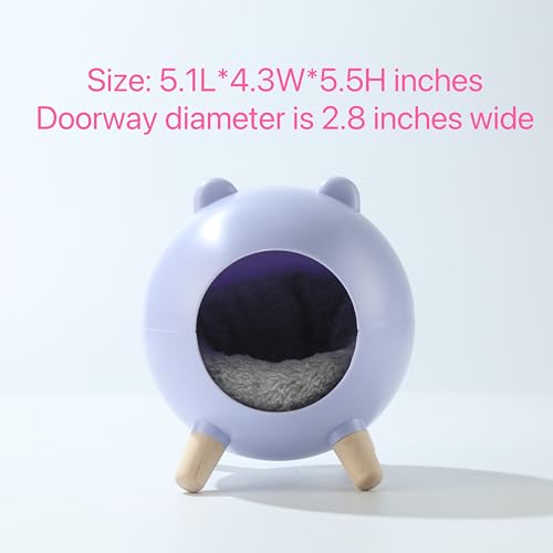 TUTU&LELE Hamster Hideout Space Elf Nest, Tiny House Bed with Round Plush Pad for Hamsters, Mice, Gerbils to Sleep & Play (Purple) - color: Purple