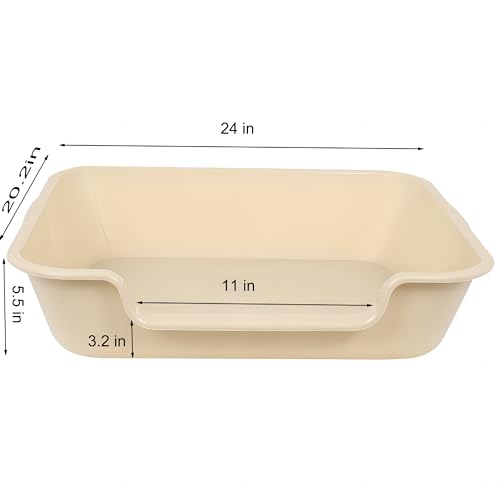 Extra Large Low Entry ABS Cat Litter Box, Yellow, 24" L x 20" W, 1 Pack | Durable low entry litter box, non-stick, odor-free, ideal for seniors, kittens, rabbits, large cats and multi-pet homes. - color: Beach sand, size: Large (Pack of 1)